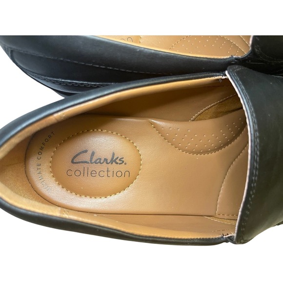 Clarks Collection Black Leather Slip On‎ Loafers Dress Shoes Men's 10 .5 - Picture 2 of 9